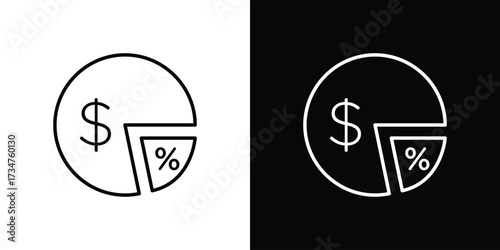 Dividend yield icon in black and white linear versions