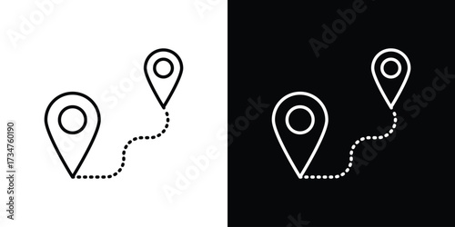 Distance icon in black and white linear versions