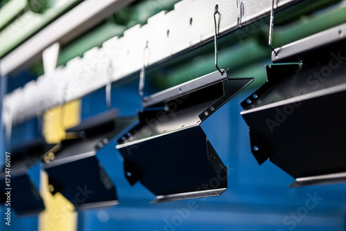 Canvas Print Exploration of Industrial Hanging Components within a Dynamic Manufacturing Envi