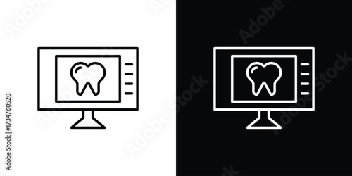 Dental X ray icon in black and white linear versions