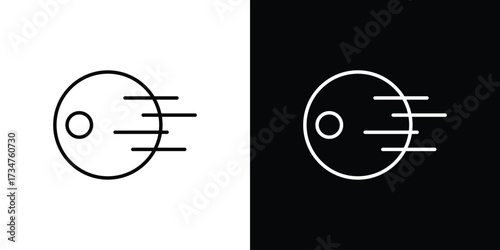 Death star icon in black and white linear versions