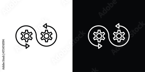 Devops icon in black and white linear versions