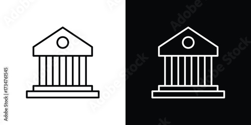 Courthouse icon in black and white linear versions