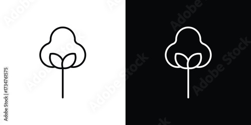 Cotton icon in black and white linear versions
