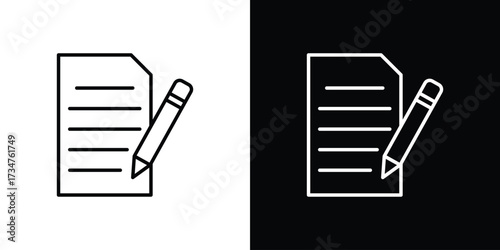 Contract icon in black and white linear versions