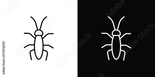 Cockroach icon in black and white linear versions