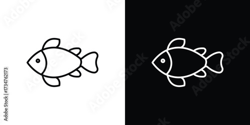 Clown fish icon in black and white linear versions