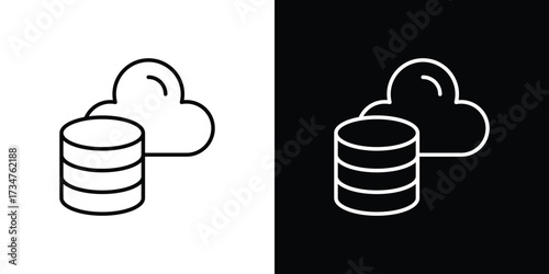 Cloud server icon in black and white linear versions