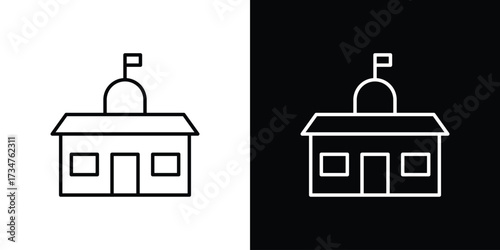 City hall icon in black and white linear versions