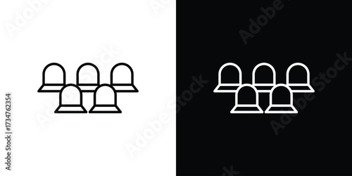 Cinema seat icon in black and white linear versions