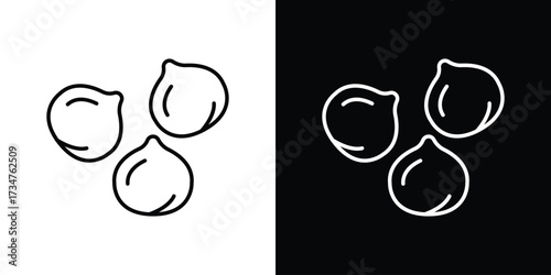 Chickpeas hummus icon in black and white linear versions
