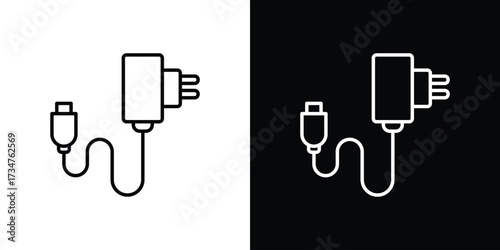 Charger icon in black and white linear versions