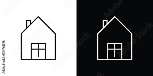 Chalet icon in black and white linear versions
