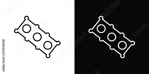 Car gasket icon in black and white linear versions