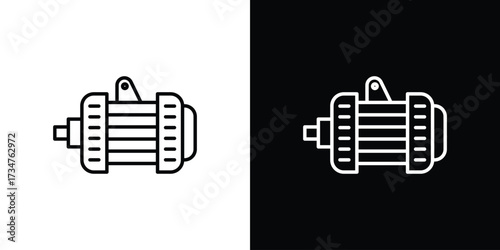 Car alternator icon in black and white linear versions