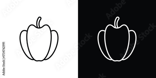 Capsicum icon in black and white linear versions