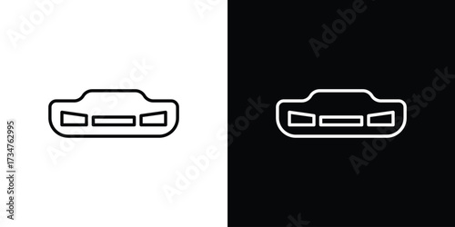 Car bumper icon in black and white linear versions