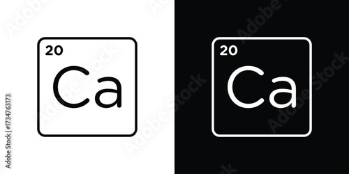 Calcium icon in black and white linear versions