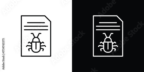 Bug report icon in black and white linear versions