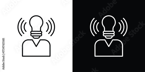 Brand awareness icon in black and white linear versions