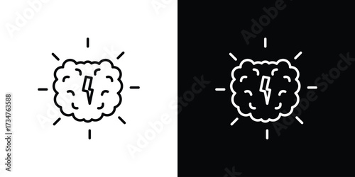 Brainstorm icon in black and white linear versions