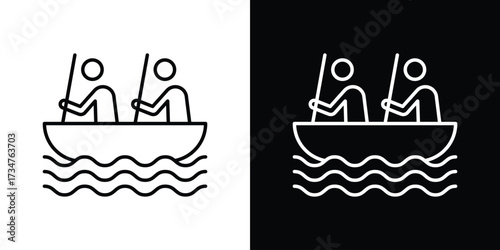 Boat race icon in black and white linear versions
