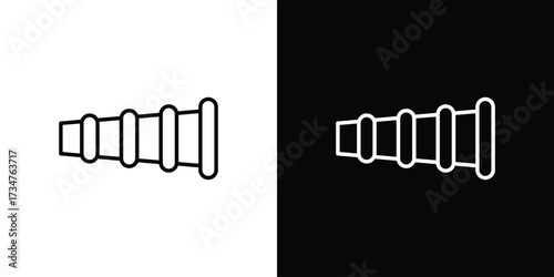 Boat Telescope icon in black and white linear versions