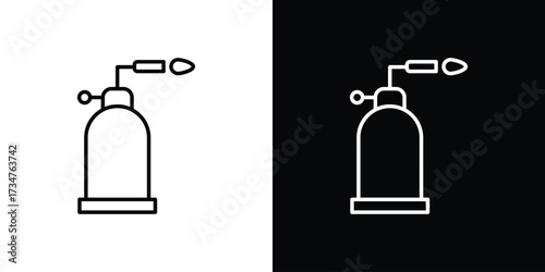 Blowtorch icon in black and white linear versions