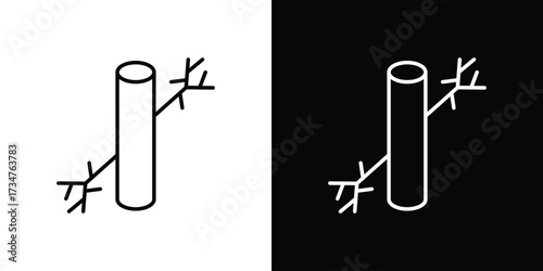 Blood vessel icon in black and white linear versions