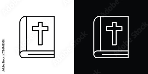Bible icon in black and white linear versions