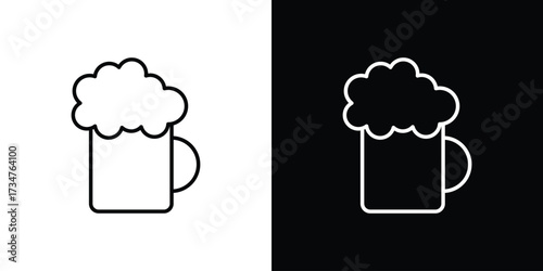 Beer icon in black and white linear versions