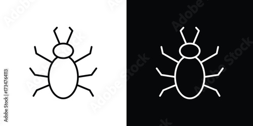 Bedbug icon in black and white linear versions