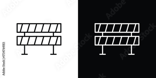 Barrier icon in black and white linear versions