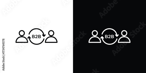 B2B icon in black and white linear versions