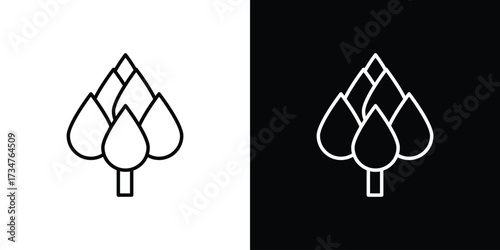 Artichoke icon in black and white linear versions
