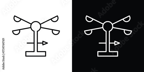 Anemometer icon in black and white linear versions