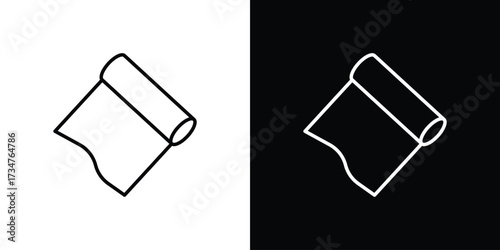 Aluminum foil icon in black and white linear versions