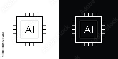 AI icon in black and white linear versions