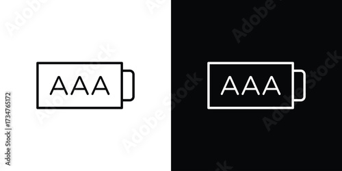 AAA battery icon in black and white linear versions