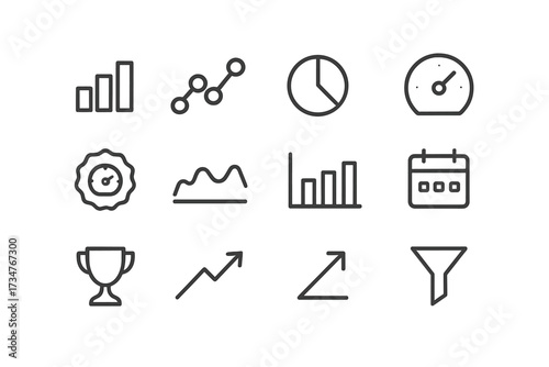 Speed Tracking Icon Set. Speed tracking mobile app. Line outline icon set of Speed tracking mobile app: bar