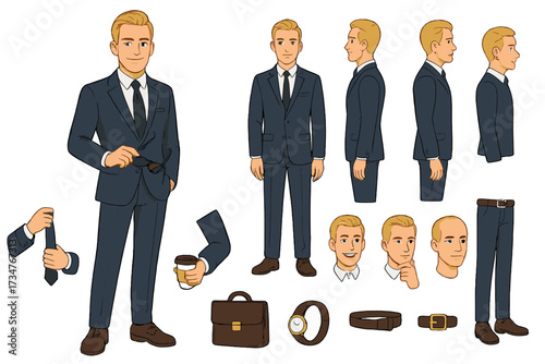Fashionable Character Constructor. Cartoon realistic vector illustration, Character constructor style,