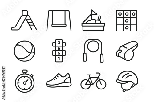 Child Education Icons. Child education and learning support services. Line outline icon set of Child education