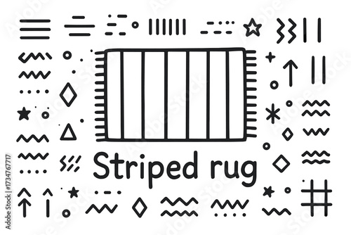 Striped Rug Doodle. Striped rug. Hand-drawn doodle illustration of Striped rug. In the middle, one slightly