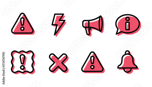Set of warning and information icons alert symbols notification symbols and danger signs graphic elements