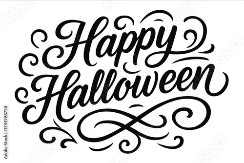 Elegant Halloween Calligraphy. Happy Halloween. Elegant modern calligraphy lettering with bold and saturated