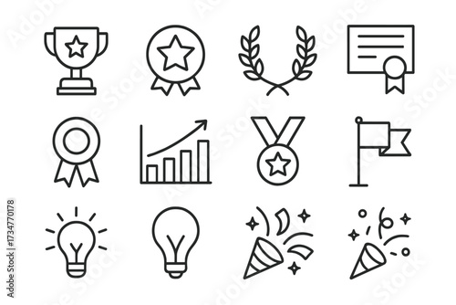 School Research Icons. Students conducting research in school labs. Line outline icon set of Students