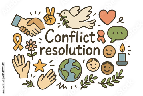 Conflict Resolution Doodle. Conflict resolution. Hand-drawn doodle illustration of Conflict resolution.