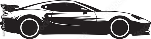 Aggressive sport car silhouette luxury racing vehicle side view with aerodynamic details
