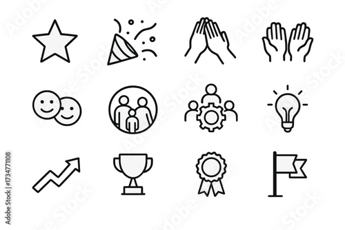 Shared Family Responsibilities Icons. The importance of shared family responsibilities. Line outline icon set