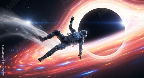 Astronaut Falling Into Black Hole.